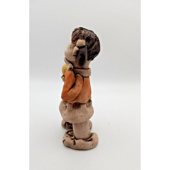 Bonsan Japanese Earthenware Girl & Boy Unglazed Pottery- Vintage Handmade - Picture 5 of 12